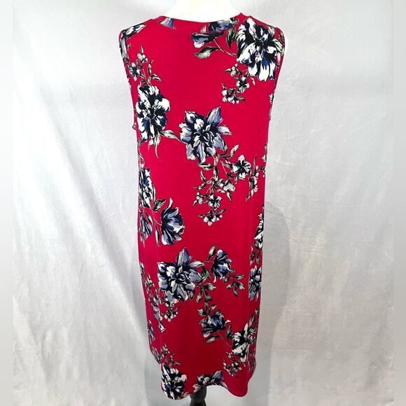 Red floral shift dress with pockets size size medium - Picture 3 of 5